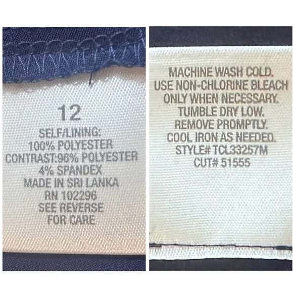 New DRESSBARN Navy White Midi Dress Circle Professional Church Timeless Women 12 - Picture 10 of 15